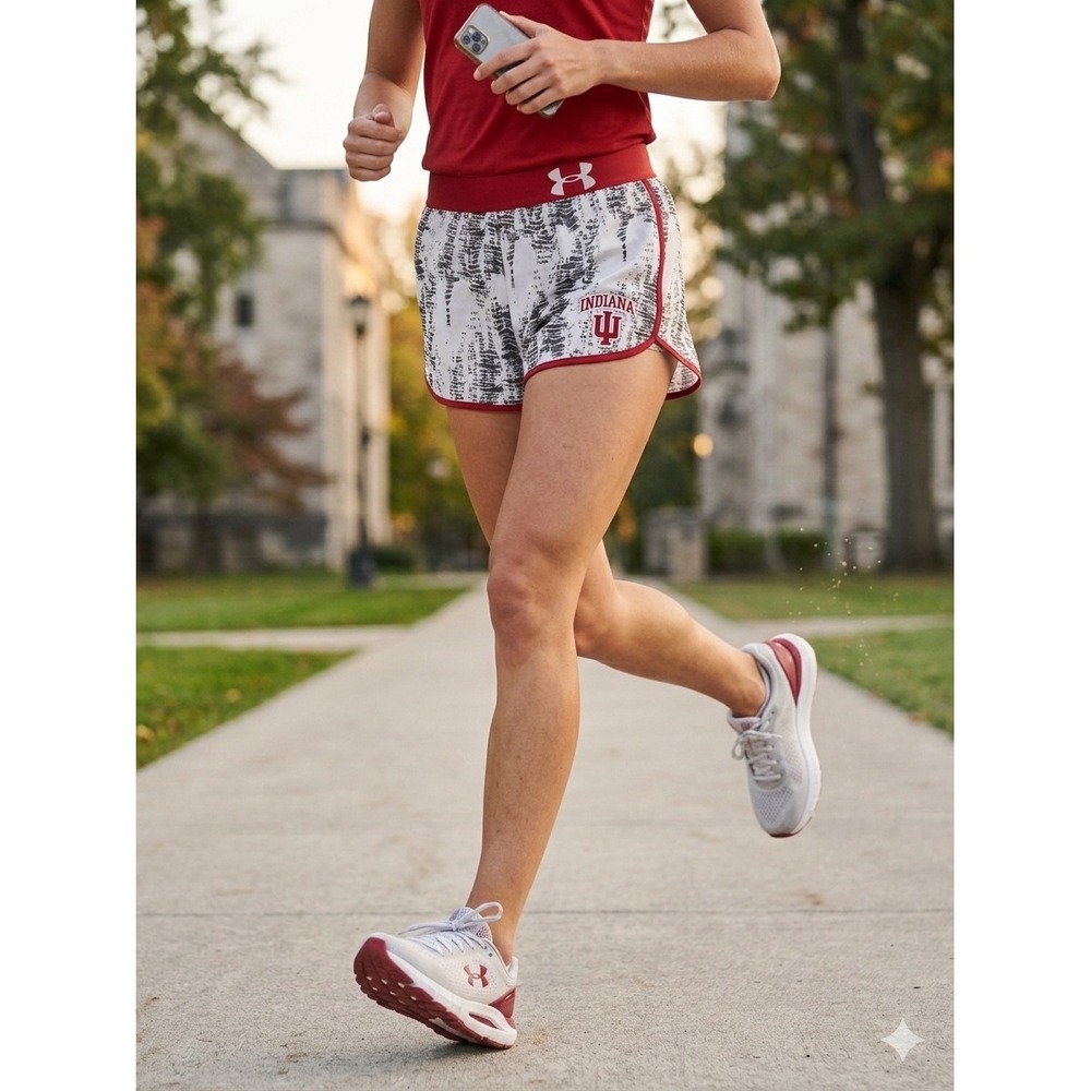 Under Armour Indiana‎ University Hoosiers Gray Abstract Shorts Womens Medium IU